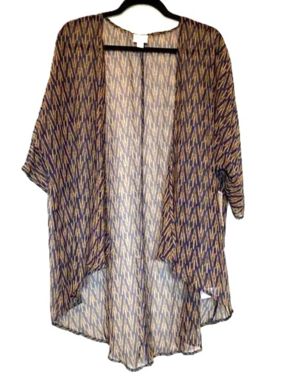 Open‎ Kimono Medium Cardigan Bohemian Blue Brown LuLaRoe Lindsay
